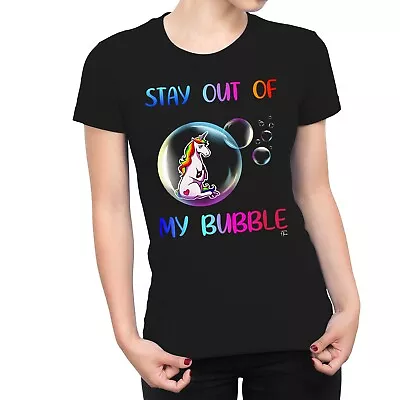 1Tee Womens Stay Out Of My Bubble Unicorn T-Shirt • £7.99