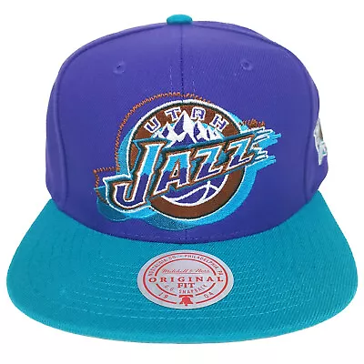Mitchell & Ness Utah Jazz NBA Snapback Hat Purple Teal Blue Cap NWT • $31.99