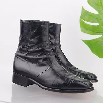 Vintage Florsheim Imperial Men's Duke Boot Size 7.5 D Black Leather Beatle Elvis • $134.88