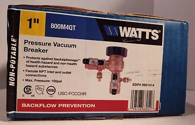 Watts 800M4QT 1  NPT NFPT Bronze Pressure Vacuum Breaker 0951414 800M4-QT  • $99.99