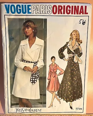 1972 Vtg VOGUE Paris Pattern 2729 YVES SAINT LAURENT Shirtdress Plus Sz 16 UC FF • $24.95