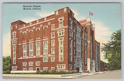 Postcard Masonic Temple Muncie Indiana • $4.95