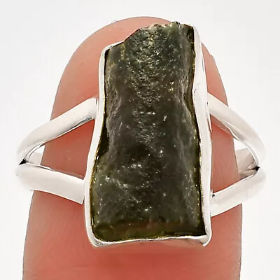 Genuine Czech Moldavite 925 Sterling Silver Ring S.8 Jewelry R-1002 • $16.49