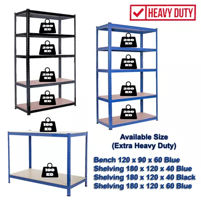 5 Tier Metal Deep Wide Garage Shelves Shelving Racking Storage 1800H 1200W UKED • £2.98