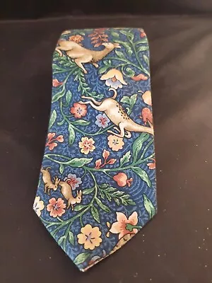 Rare Vera Bradley Designs Animal Kingdom Blue Floral Green Necktie Tie Cotton  • $30