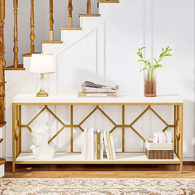 2-Tier Modern Console Table For Entryway Hallway Extra Long Narrow Sofa Table • $154.68