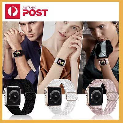 $12.99 • Buy Stretchy Nylon Strap Soft Elastic Loop Watch Band For Apple Watch 7 6 5 4 3 2 1
