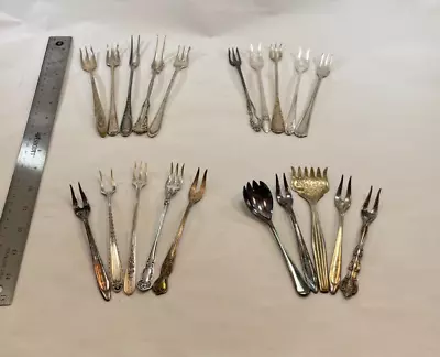 Lot Of 20 Assorted Vintage Silverplate Small Serving Forks - Lot#163 • $49.99