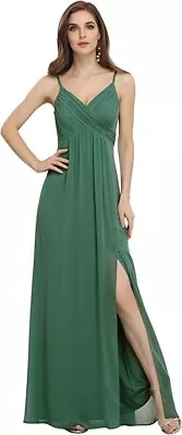 Ever-Pretty Women's Ruched Bust V Neck A Line WaistSlit Chiffon Bridesmaid Dres • £39.99