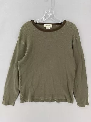 J Crew Womens Sweater Size Large Green Waffle Knit Crew Neck Pullover • $14.99