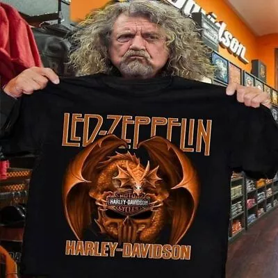 Dragon Led Zeppelin Band Motorcycles Harley-Davidson Racing T Shirt Size S-5XL • $18.99