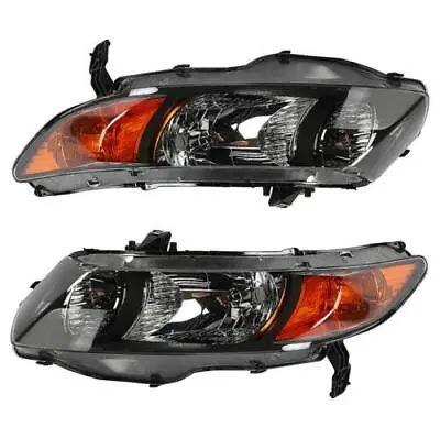 Headlights Headlamps LH+RH For 2006-2011 Honda Civic 2 Door Coupe Black Housing • $96.71