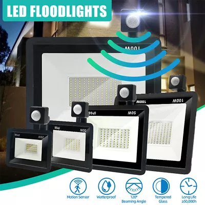 Outdoor LED Floodlight PIR Motion Sensor Garden Flood Security Light Waterproof  • £14.89