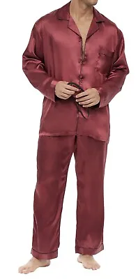 NWT INC INTERNATIONAL CONCEPTS Men's Piped Satin Pajama Burgundy Set Sz L $100 • $29.99