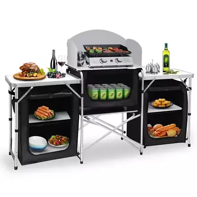 Outdoor Camping Kitchen Portable Folding Camp Kit Gear With Bag Durable • $151.24