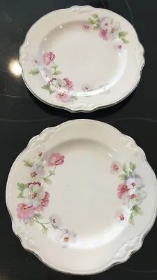 2 VTG Homer Laughlin Virginia Rose Fluffy Luncheon Plates Dishes Shabby Chic • $20