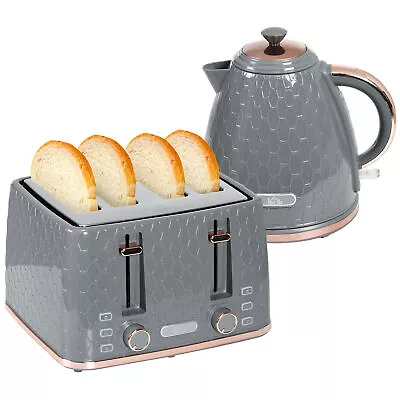 HOMCOM 1.7L Kettle And Toaster Set With Defrost Reheat And Crumb Tray Grey • £75.99