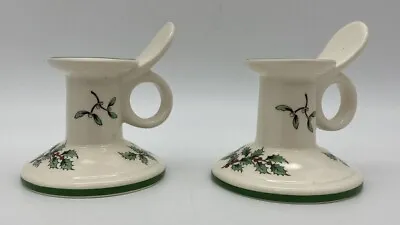 Spode Christmas Tree Made In England Pair Of Ceramic Candleholders • $44.95