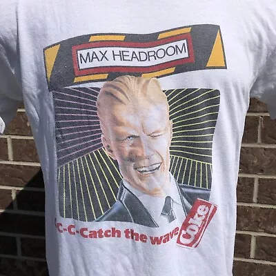 Vintage 1980’s Max Headroom Coke Coca-Cola Catch The Wave White T-Shirt XL • $55.99