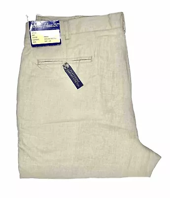 Alan Flusser Classic Collection Linen Blend Pants Sz 40x32~ Natural~NEW • $39.99