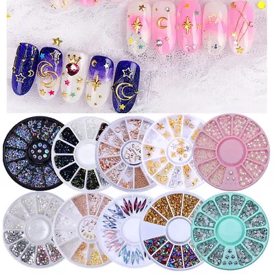 $1.32 • Buy 3D Nail Art Rhinestones Decoration Wheel Glitters Beads Studs DIY Manicure Tips