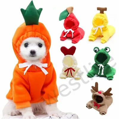 Cute Small Dog Coat Winter Clothes Hooded Warm Jacket Pet Puppy Coat Costume Elk • £6.93