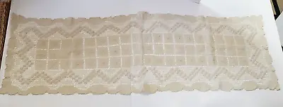 Vintage Handmade Italian FILET NET LACE Tablecloth Table Runner 51  X14.5 • $45