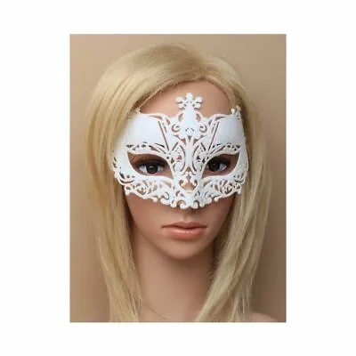 White Glitter Masquerade Mask - Fancy Dress Party • £2.59