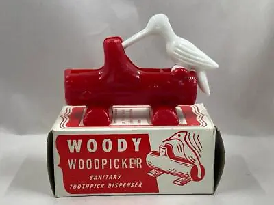 Vintage Woody WoodPicker WoodPecker Sanitary Toothpick Dispenser Retro Bar Ware • $35