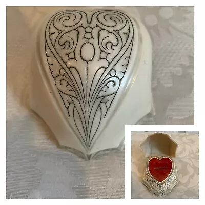 Vintage Heart Shaped Ivory Celluloid Plastic Ring Box Warner J.C. Co. • $75