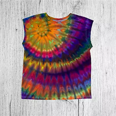 Ice Dyed Muscle Shirt - Tie Dyed Tee - Handmade Superspiral Funky Women's Small • $17.50