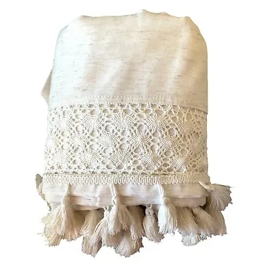 Better Homes And Gardens Shower Curtain 72 X 72 Ivory Cream Tassels Lace • £12.75