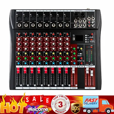 Pro 8 Channel Bluetooth Studio Audio Mixer Live Sound Mixing Console With USB  • $73.32