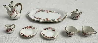 Vintage Hand Painted Porcelain Miniature Tea Set Signed G Bannick 1984 Ceramic  • $9.99