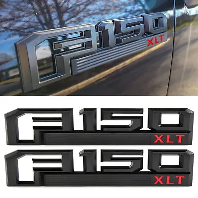 2X Side Fender Emblems For F-150 XLT 2015-2020 Truck Badge Nameplate Black Red • $22.99