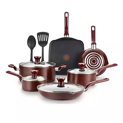 T-fal Easy Care 12-Piece Non-Stick Cookware Set Pots And Pans Red，US • $54.99