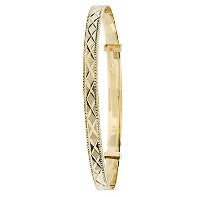 £267 • Buy 9ct Gold Bangle Ladies Expanding Patterned Bangle - 4.8 Grams Solid