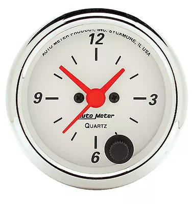 Auto Meter 1385 Arctic White 2 1/16 In. Quartz Movement Analog Clock (52mm) • $126.99