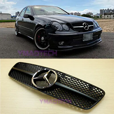 Mercedes-Benz C-Class W203 Matte Black Chrome Star Front Grille 2001-2007 • $179.40