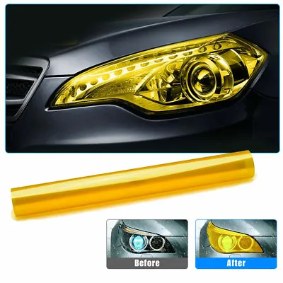 Yellow Car Gloss Tint Headlight Foglight Vinyl Film Sticker Accessories-30*180cm • $19.79