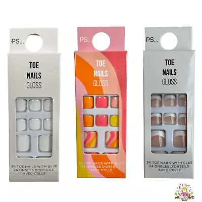 Primark Toe Nails False Gloss 24 With Glue Ladies Beauty Stick On Extensions • £4.49