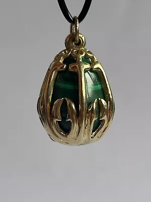 Antique Imperial Russ 1900s Malachite 14ct Gold Egg AH/August Hyoming Pendant • $4799