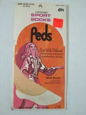 New Women's Vintage Peds Lightweight Sport Socks 8 1/2-11 White Usa Made #3800 • $11.99