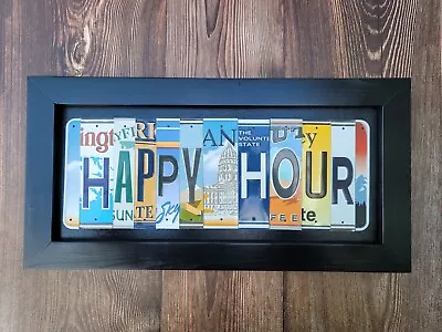 Happy Hour Unique Hand Crafted License Plate Sign Bar Pub Restaurant Decor Gift • $89.99