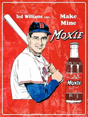 Ted Williams Make Mine Moxie Cola Heavy Duty Usa Made Metal Mlb Advertising Sign • $65