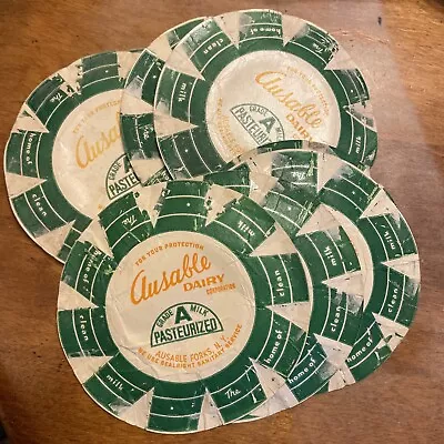 Vintage Lot Of 10 Vintage Au Sable Dairy Milk Caps Covers Au Sable Forks NY • $10