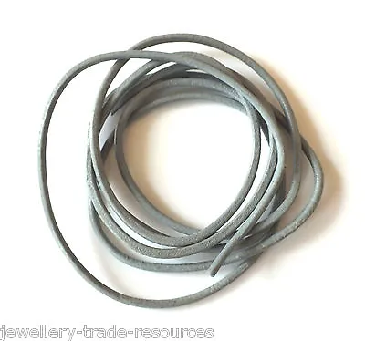 GREY 100% NATURAL 1.3mm LEATHER CORD THONG THREAD NECKLACE & JEWELLERY • £2.40