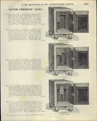 1915 PAPER AD 6 PG Victor Fireproof Safe Vault 4 Tumbler Michigan Cash Register • $39.99