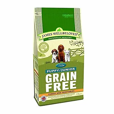 £17.61 • Buy James Wellbeloved Turkey Vegetable Grain Free Dry Dog Puppy Junior Food 1.5kg