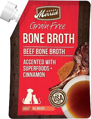 Merrick Grain Free Beef Bone Broth Dog Food Topper - 16 Oz. Pouch • $17.92
